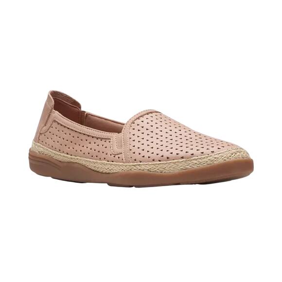 Clarks Espadrille Leather Slip On Flats in Biege Leather - Size 7 - Picture 1 of 7